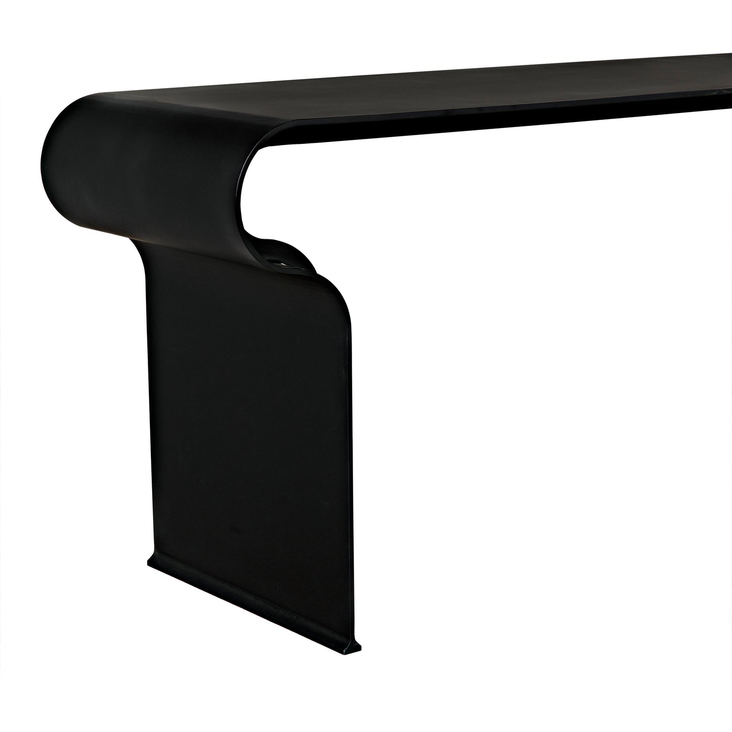 004 SI-2130203 | Closeup | Jabali Bench by Noir in matte black. Made from industrial steel and glass in a modern style.