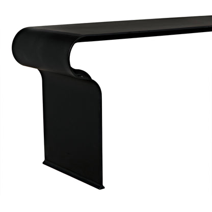 Jabali Bench by Noir in matte black. Made from industrial steel and glass in a modern style.