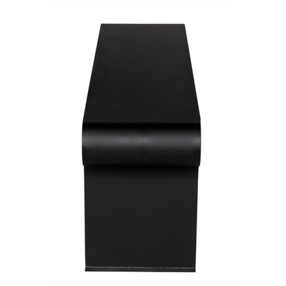 Jabali Bench by Noir in matte black. Made from industrial steel and glass in a modern style.