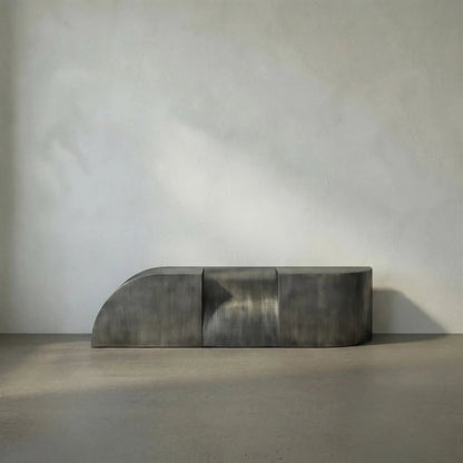 Crafter Bench by Noir in gun metal. Made from industrial steel in a modern style.