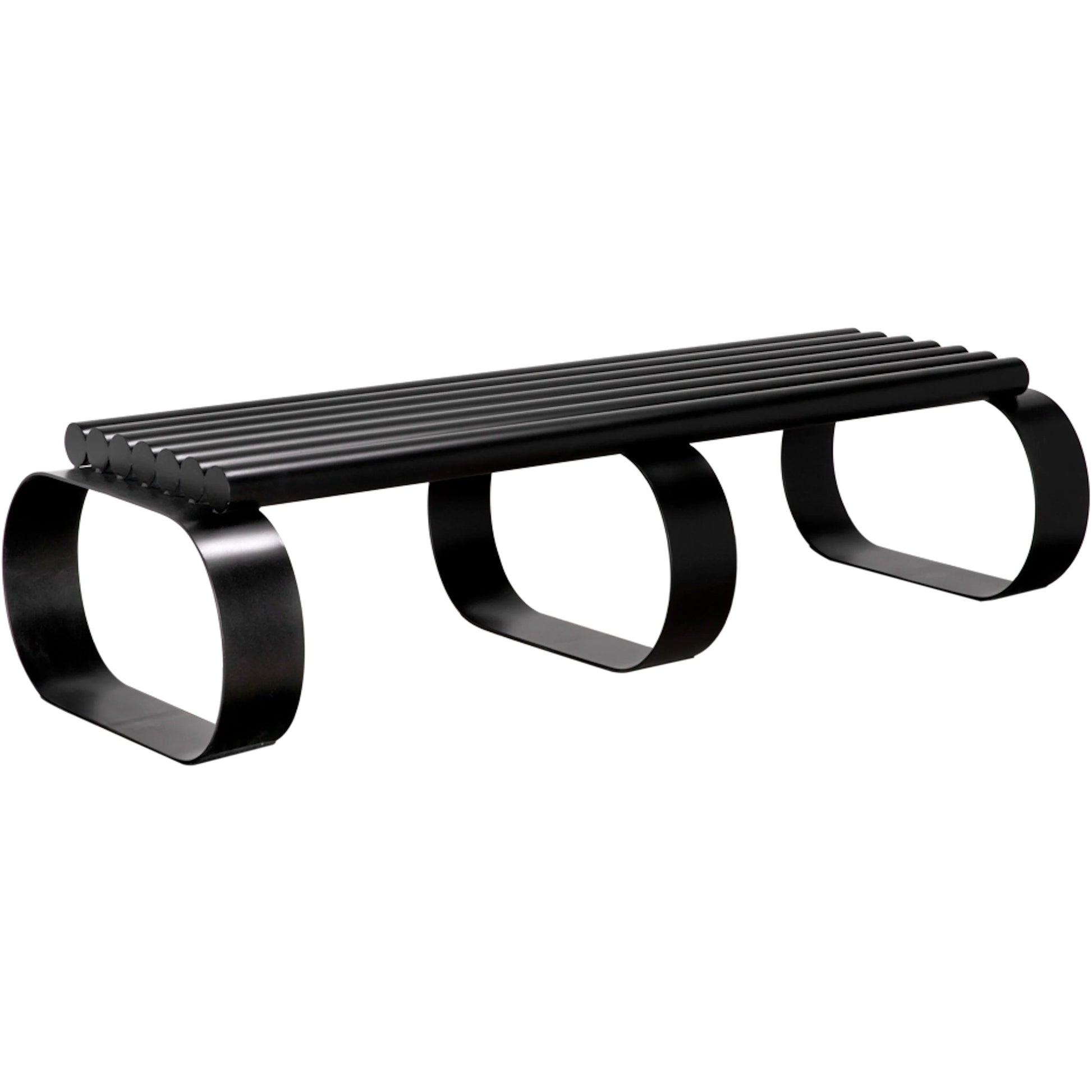 Satish Bench by Noir in matte black. Made from industrial steel in a modern style.