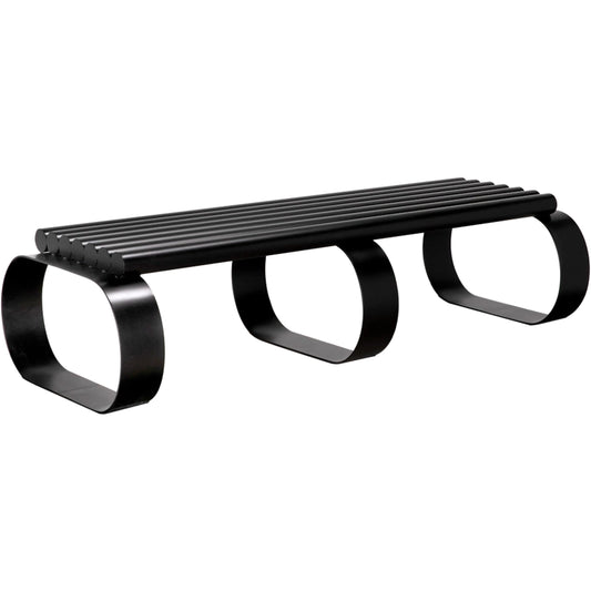 Satish Bench by Noir in matte black. Made from industrial steel in a unique style.