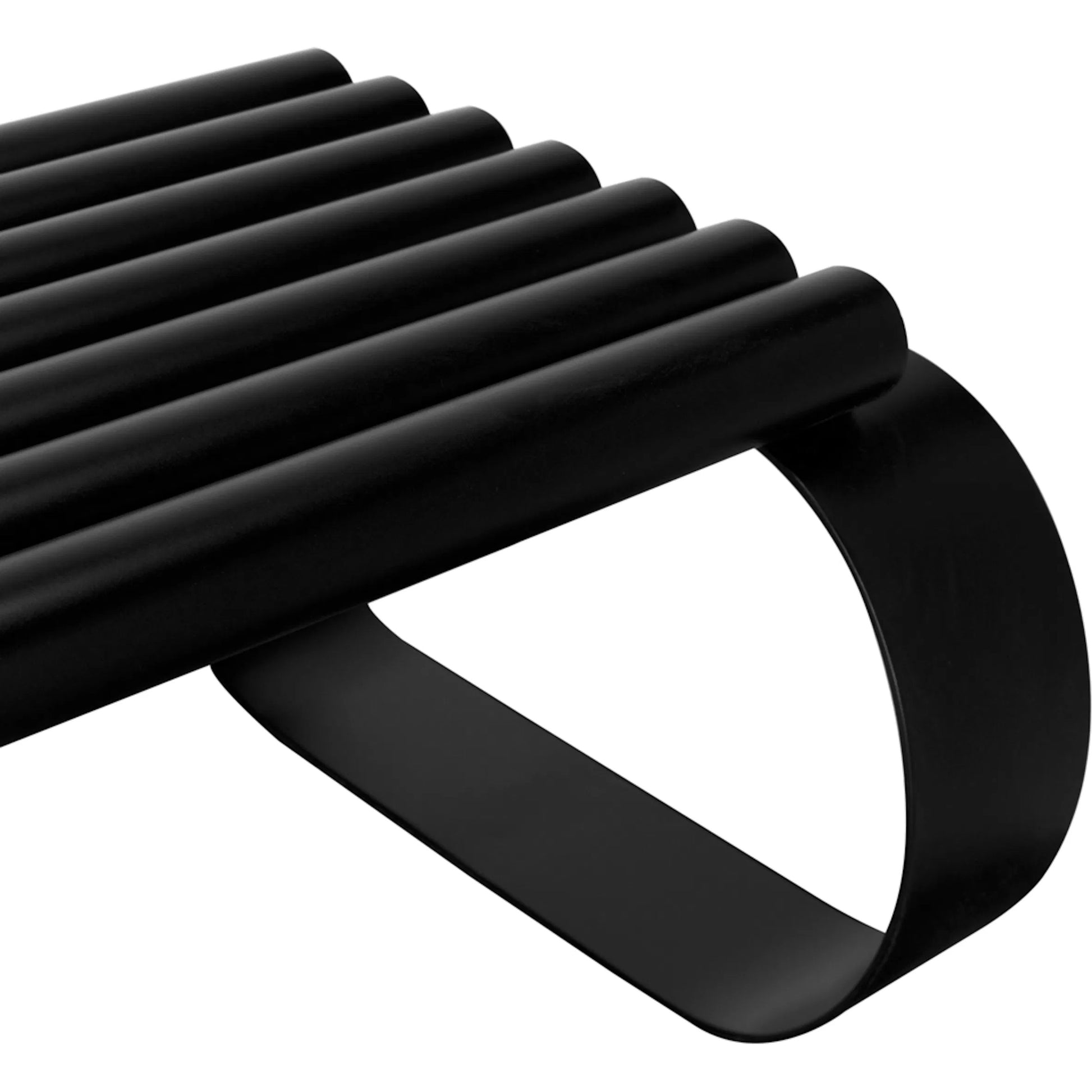 Satish Bench by Noir in matte black. Made from industrial steel in a modern style.