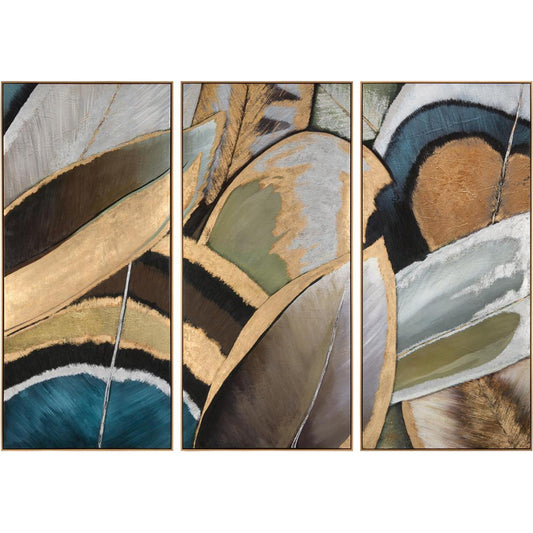 Shaye Rawson's Feathers (Set of Three) by John-Richard in gold. Made from unique in a transitional style.