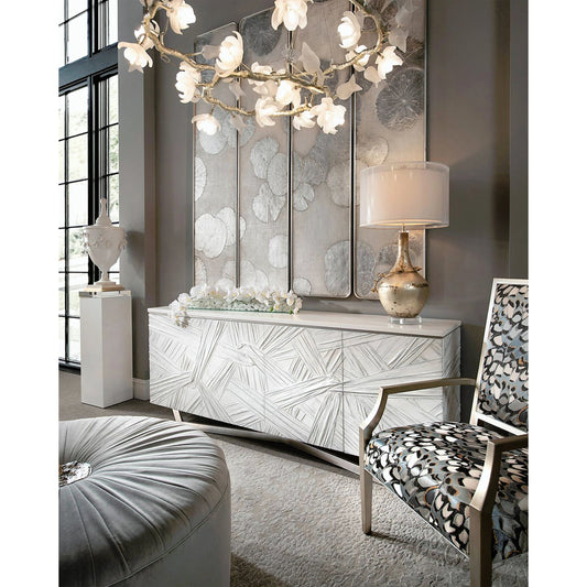 Mark McDowell's Four-Panel Silver Lotus Wall Art by John-Richard. Made from unique in a modern style.