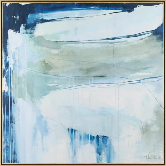 Camille Thibodeaux's Blue Wash by John-Richard in tan, gray, blue, gold and matte. Made from canva in a unique style.
