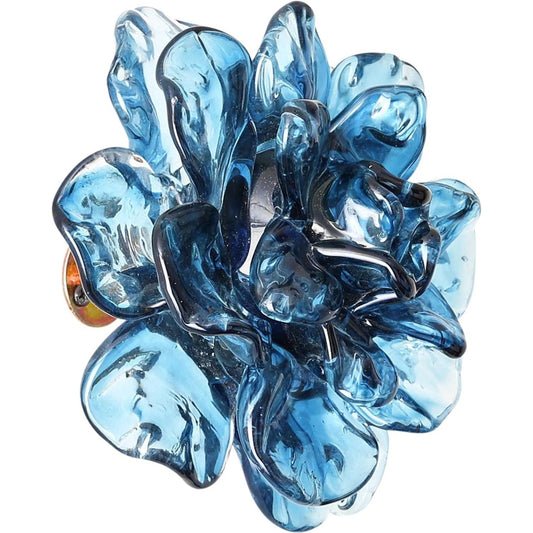Cerulean Glass Flower Wall Art by John-Richard in blue. Made from art glass, metal in a modern style.