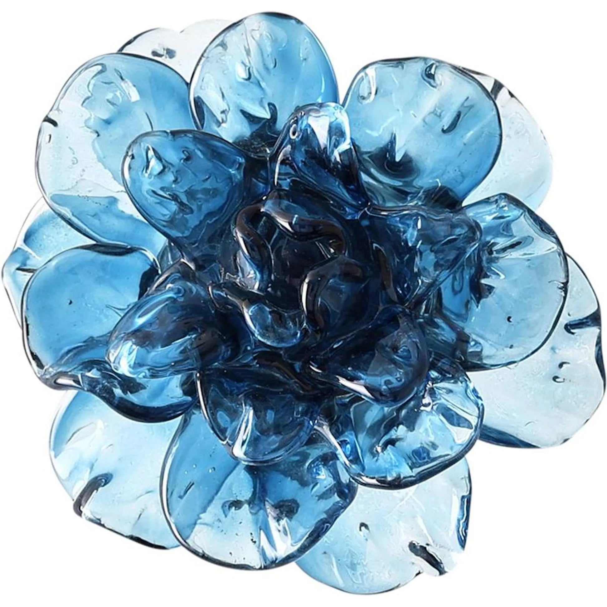 Cerulean Glass Flower Wall Art by John-Richard in blue. Made from art glass, metal in a modern style.