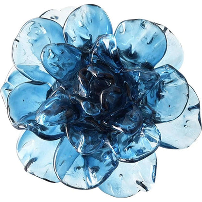 Cerulean Glass Flower Wall Art by John-Richard in blue. Made from art glass, metal in a modern style.