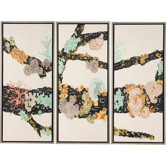 Kristine Hegre's Botanical Bough Triptych by John-Richard in silver, black. Made from unique in a unique style.