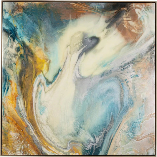 Brendan Parker's Dragons I by John-Richard in gold, blue, white, champagne and vitreous. Made from canvas in a unique style.