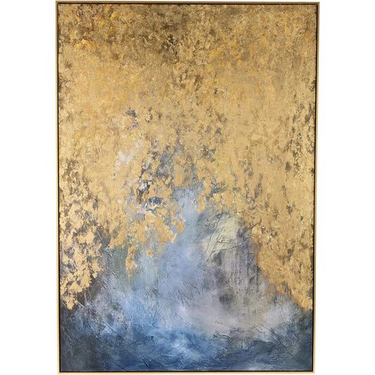 Christina Sodano's Stillwater by John-Richard in blue, gold and texture gel. Made from canvas in a unique style.