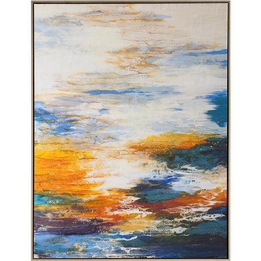 Christina Sodano's Heaven Above by John-Richard in red, orange, black, blue, white, gold, champagne and composite coating. Made from canvas in a unique style.