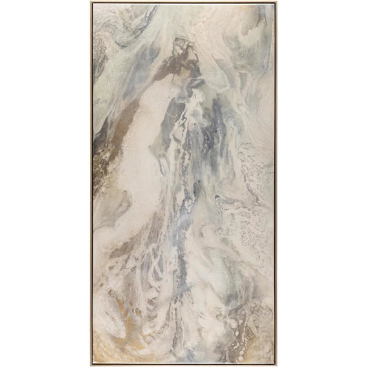 Brendan Parker's Uncoil by John-Richard in white, blue, gold, silver, champagne and vitreous. Made from canvas in a unique style.