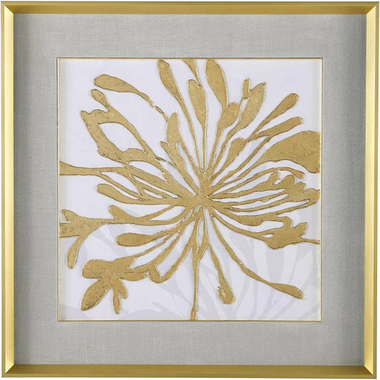 Annie Warren’s Golden Gilt Bloom II by John-Richard in gold, gray and print on paper. Made from linen in a unique style.