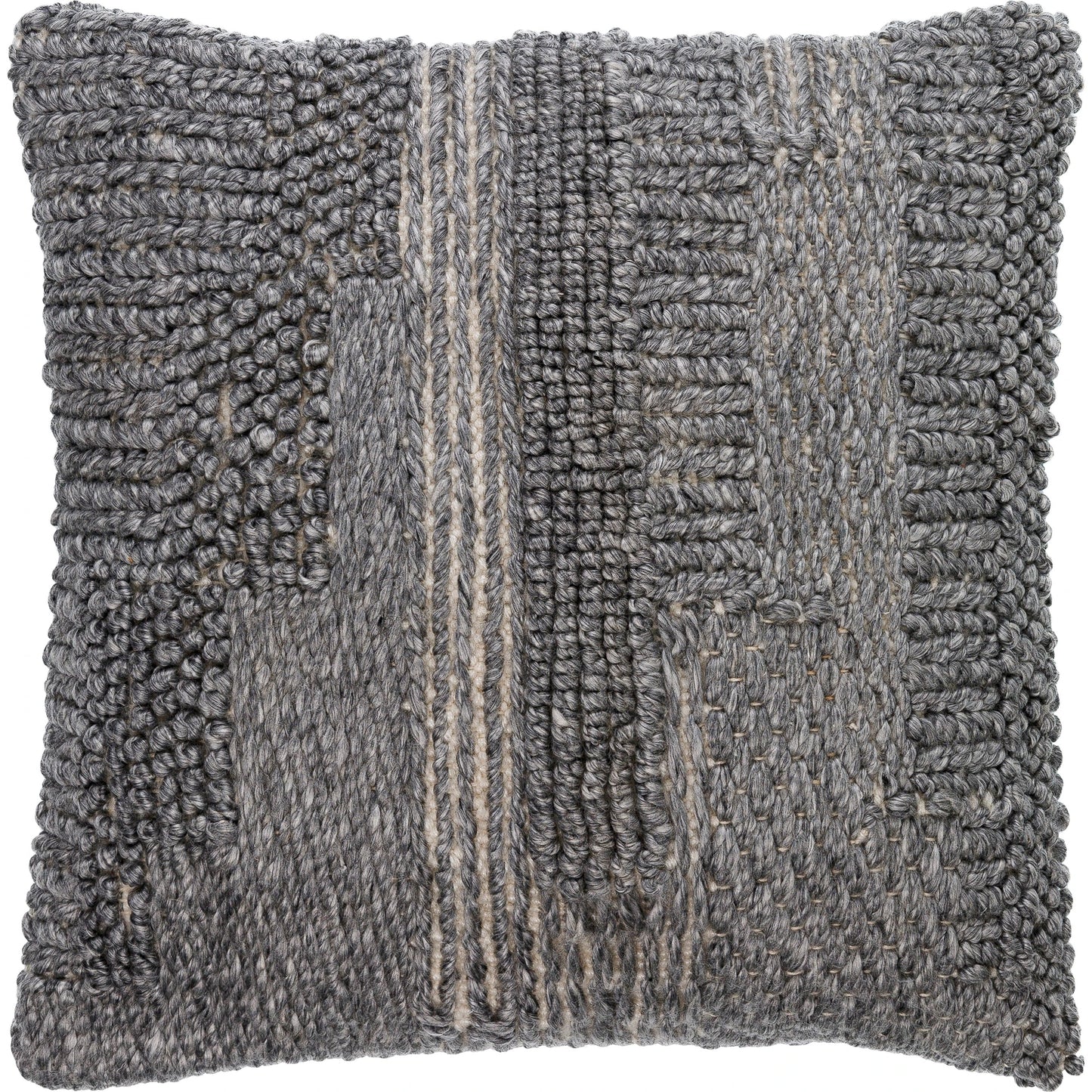 001 SI-2049352,SI-2049353,SI-2049355,SI-2049356,SI-2049358,SI-2049359 | Primary Silo | Gabon Indoor/Outdoor Pillow by Surya in gray, medium gray. Made from front: 100% polyester, back: 100% polyester in a modern style.