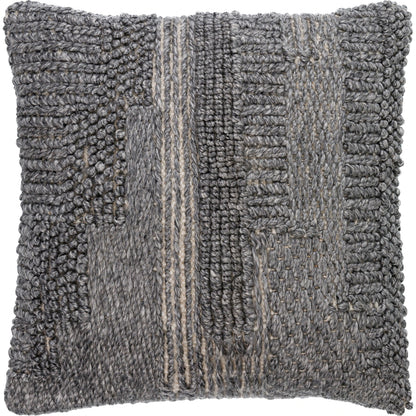 Gabon Indoor/Outdoor Pillow by Surya in gray, medium gray. Made from front: 100% polyester, back: 100% polyester in a modern style.