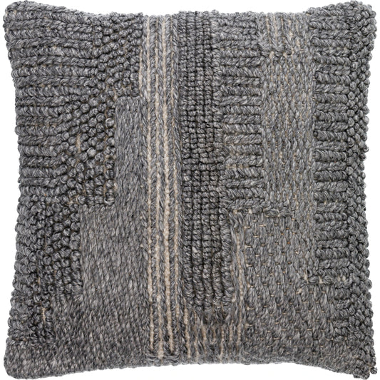 Gabon Pillow - 481324 by Surya in gray, medium gray. Made from front: 100% polyester, back: 100% polyester in a modern style.