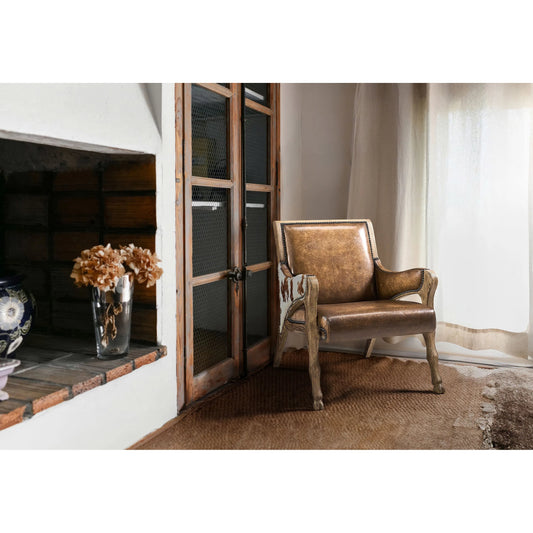 Echo Canyon Leather & Hide Occasional Chair by Jonathan Charles in faded oak. Made from oak in a unique style.