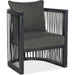 Wilde Club Chair by Hooker Furniture. Made from fabric, leather strapping in a transitional style.