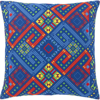 Global Brights Pillow - 7308 by Surya in blue, sky blue, red, yellow, green. Made from 100% cotton in a eclectic & global style.