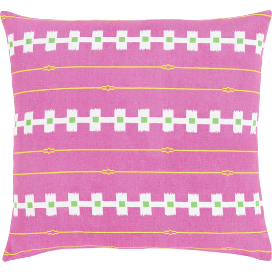 Global Brights Pillow - 21095 by Surya in bright pink, saffron, grass green, white. Made from 100% cotton in a eclectic & global style.