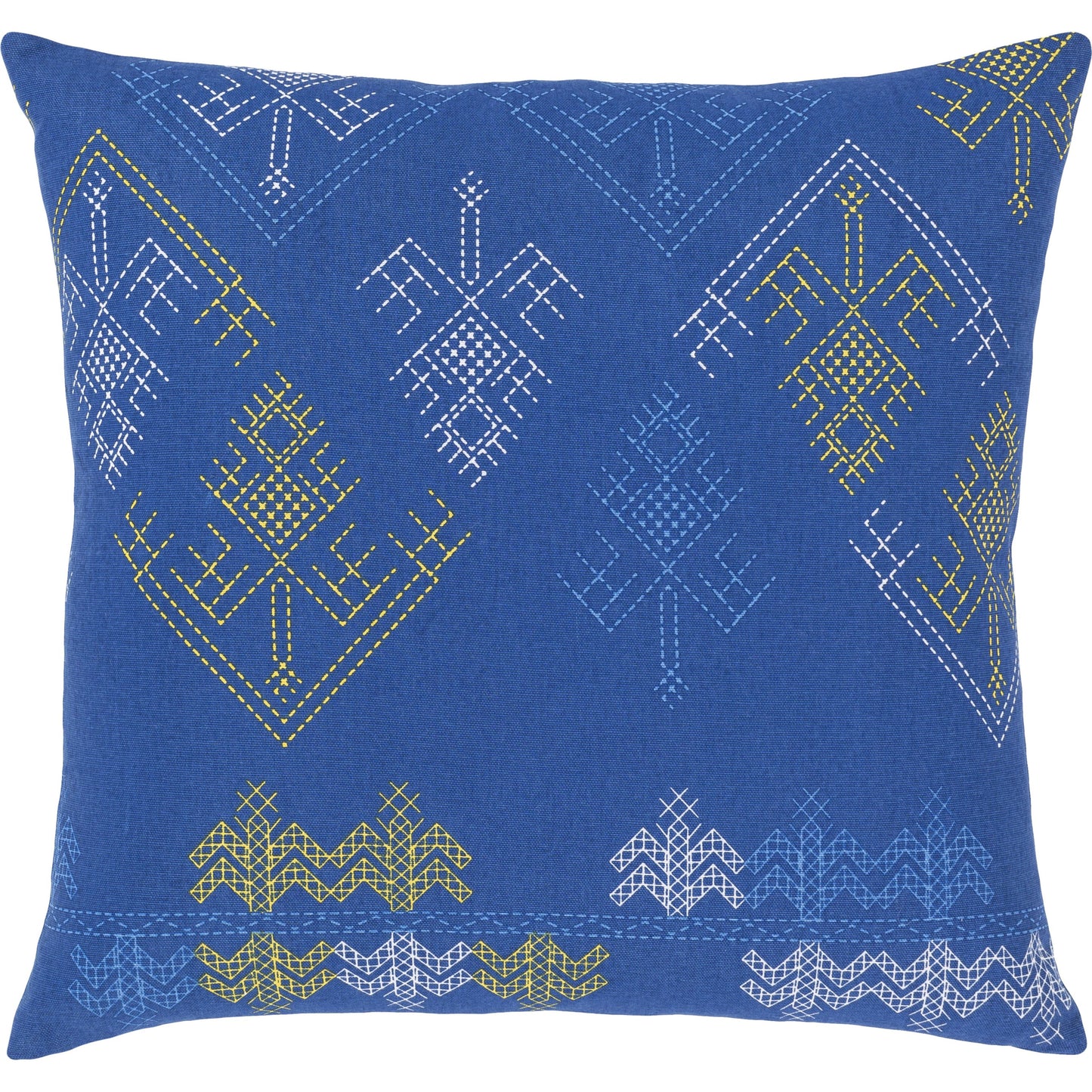 001 S-348226,S-348227 | Primary Silo | Global Brights Pillow - 34043 by Surya in blue, yellow, sky blue, white. Made from 100% cotton in a eclectic & global style.