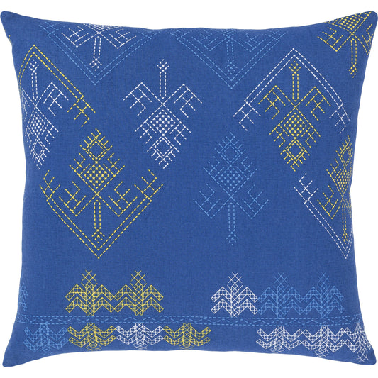 Global Brights Pillow - 34043 by Surya in bright blue, saffron, white. Made from 100% cotton in a eclectic & global style.