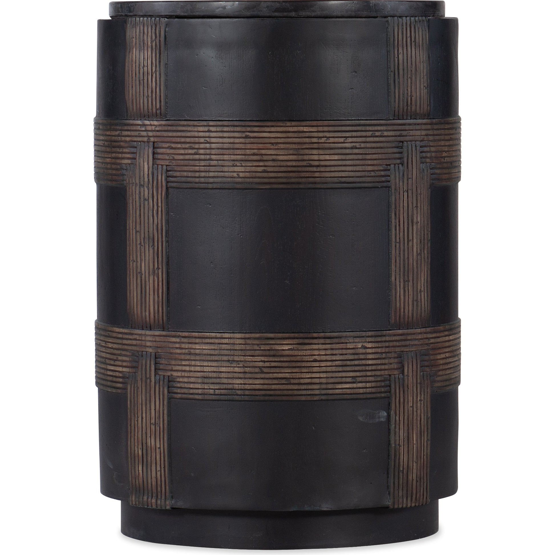 Melange Burbank Round Accent Table by Hooker Furniture in brown. Made from resin, marble in a eclectic & global style.