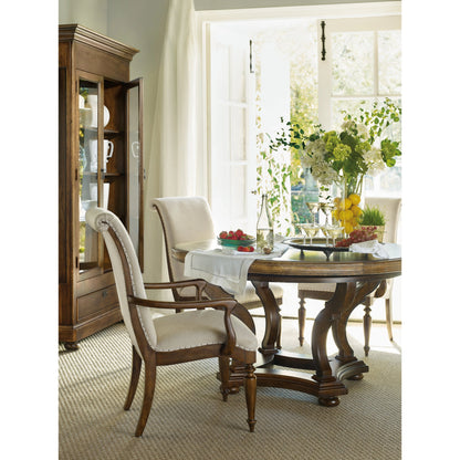 Archivist Arm Chair (Set of 2) by Hooker Furniture in beige and pecan, aubergine. Made from fabric, nailheads in a transitional style.