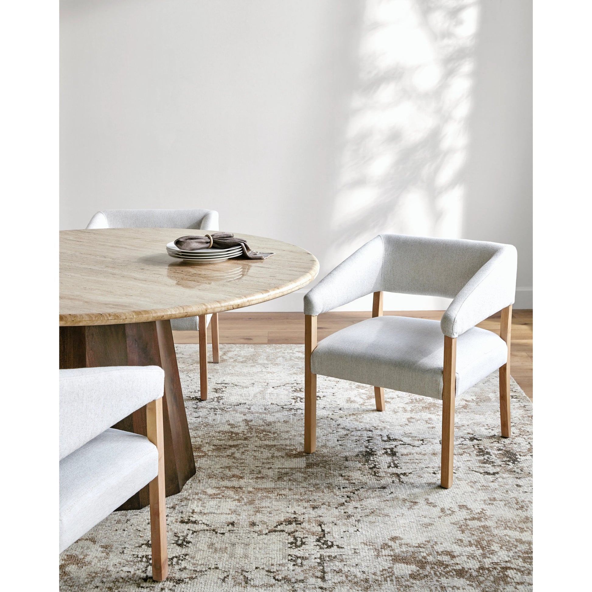 Grace Dining Chair - 497029 by Surya in cream, clear and wood finish. Made from top: polyesterupholstery: polyester, base: beech wood, fill: 100% polyurethane foam in a modern style.