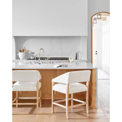 Grace Counter Stool - 497035 by Surya in cream, clear and wood finish. Made from upholstery: polyester, base: beech wood, fill: 100% polyurethane foam in a modern style.