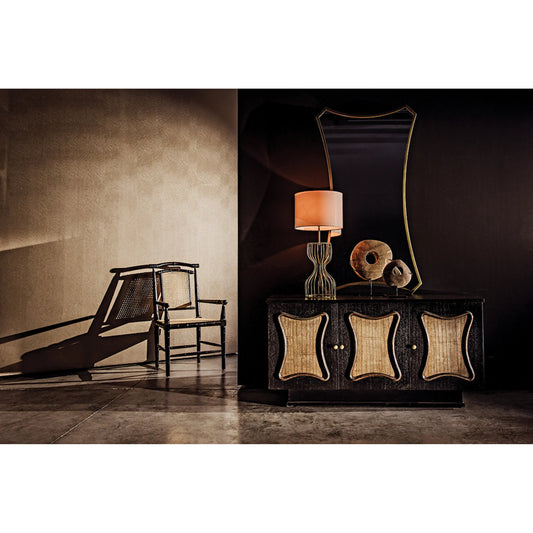 Colonial Bamboo Arm Chair by Noir in hand rubbed black. Made from mahogany in a traditional style.
