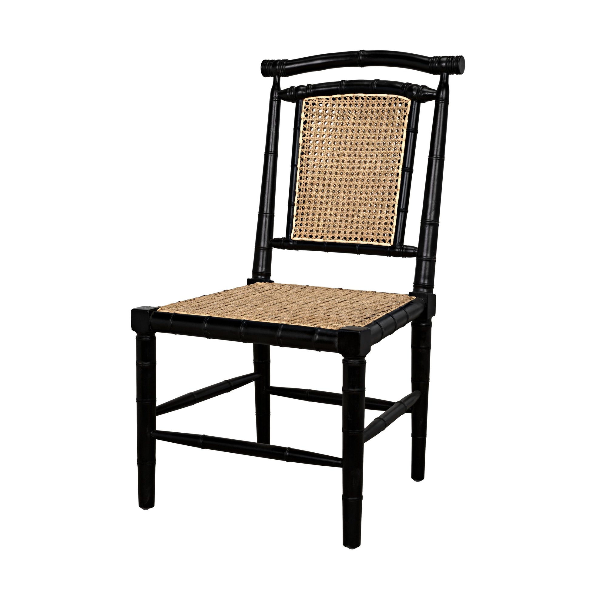 Colonial Bamboo Side Chair by Noir in hand rubbed black. Made from mahogany in a traditional style.