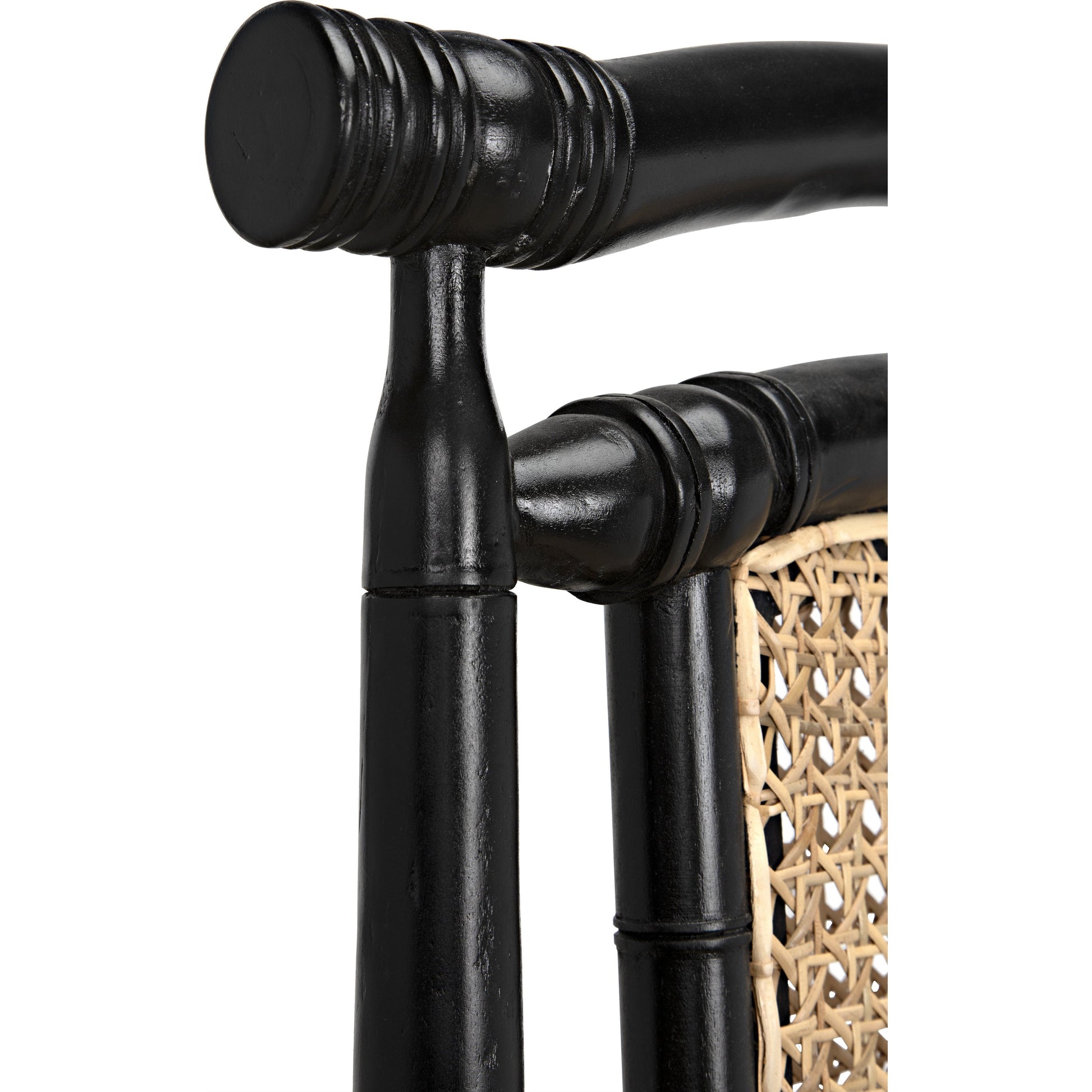 Colonial Bamboo Side Chair by Noir in hand rubbed black. Made from mahogany in a traditional style.