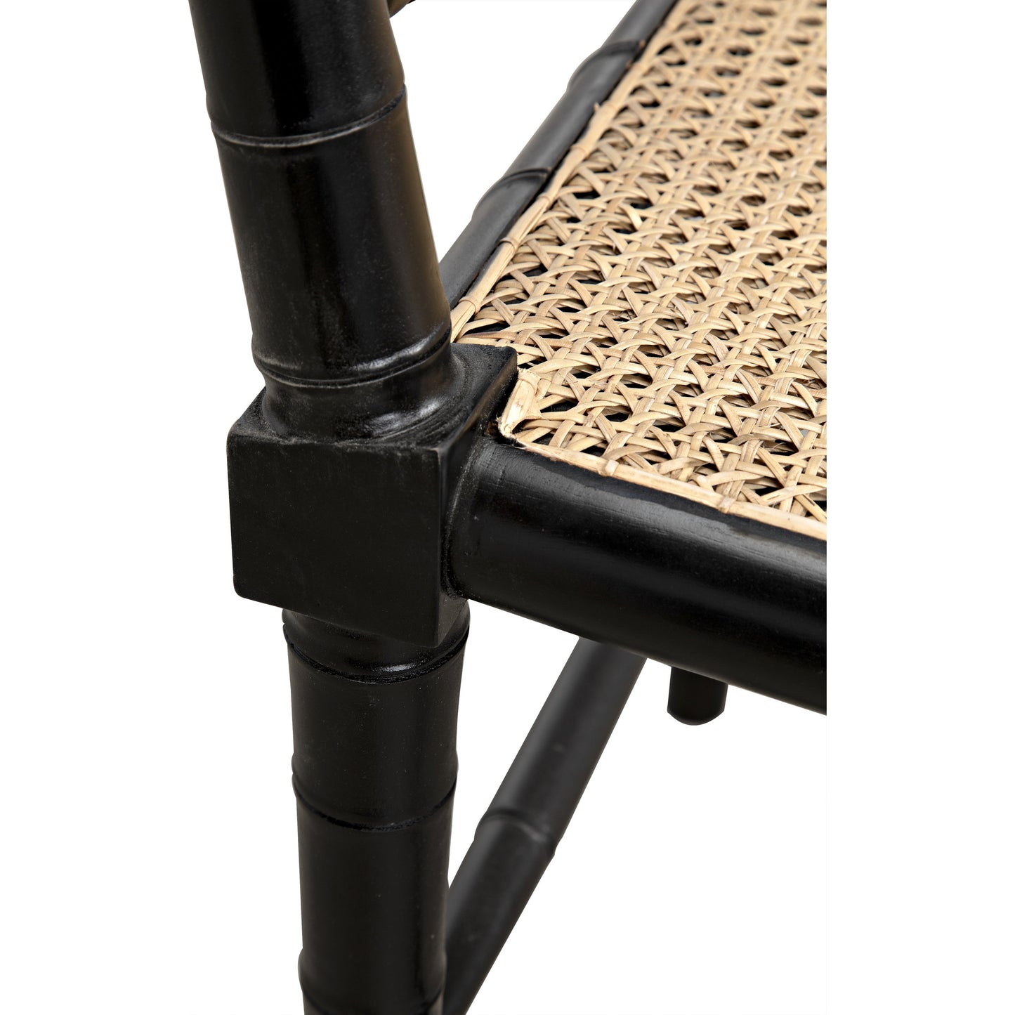 003 S-334561 | Closeup | Colonial Bamboo Side Chair by Noir in hand rubbed black. Made from mahogany in a traditional style.