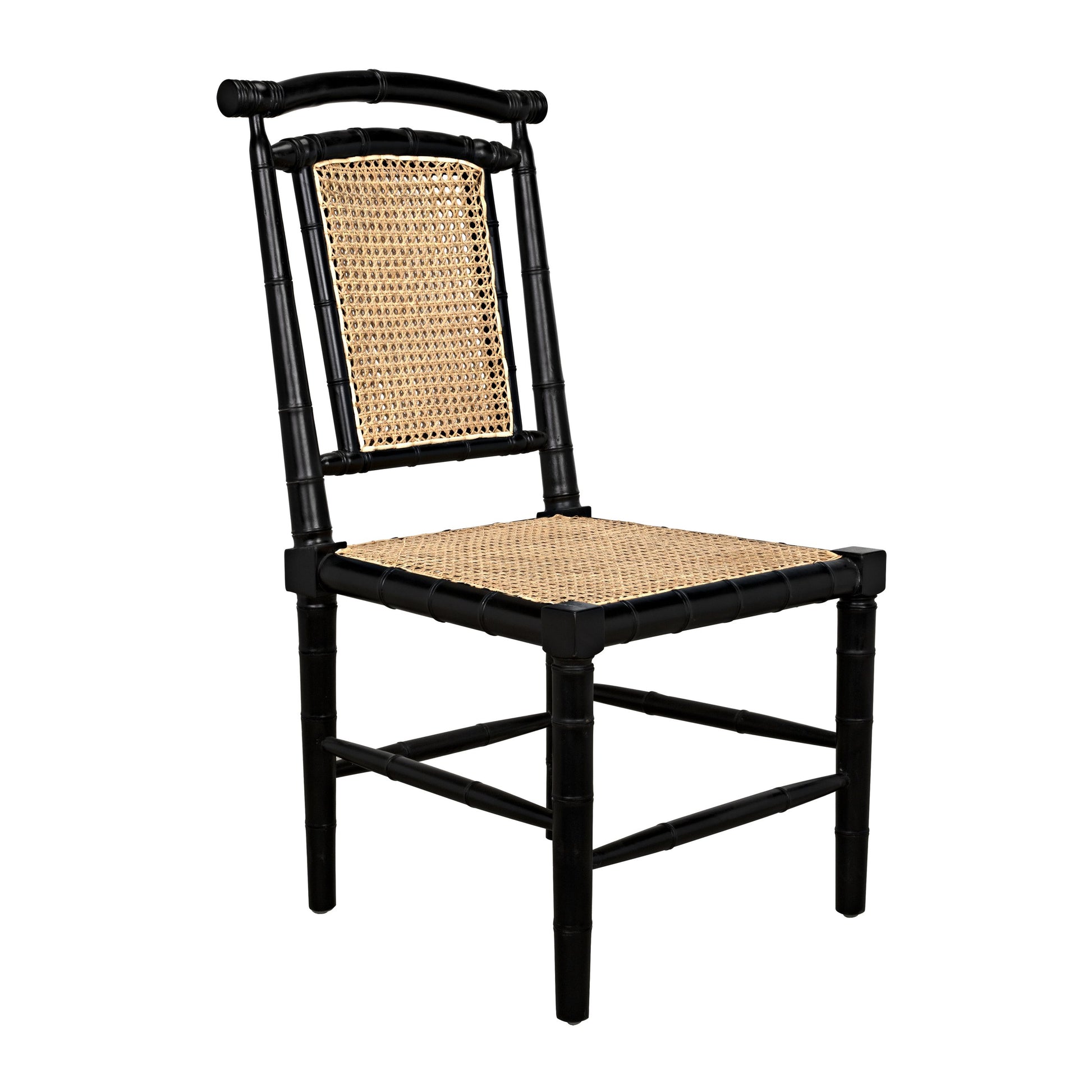 Colonial Bamboo Side Chair by Noir in hand rubbed black. Made from mahogany in a traditional style.