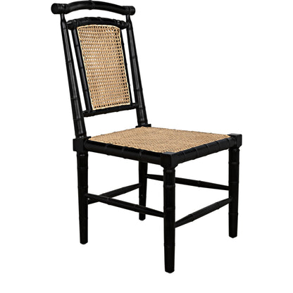 Colonial Bamboo Side Chair by Noir in hand rubbed black. Made from mahogany in a traditional style.