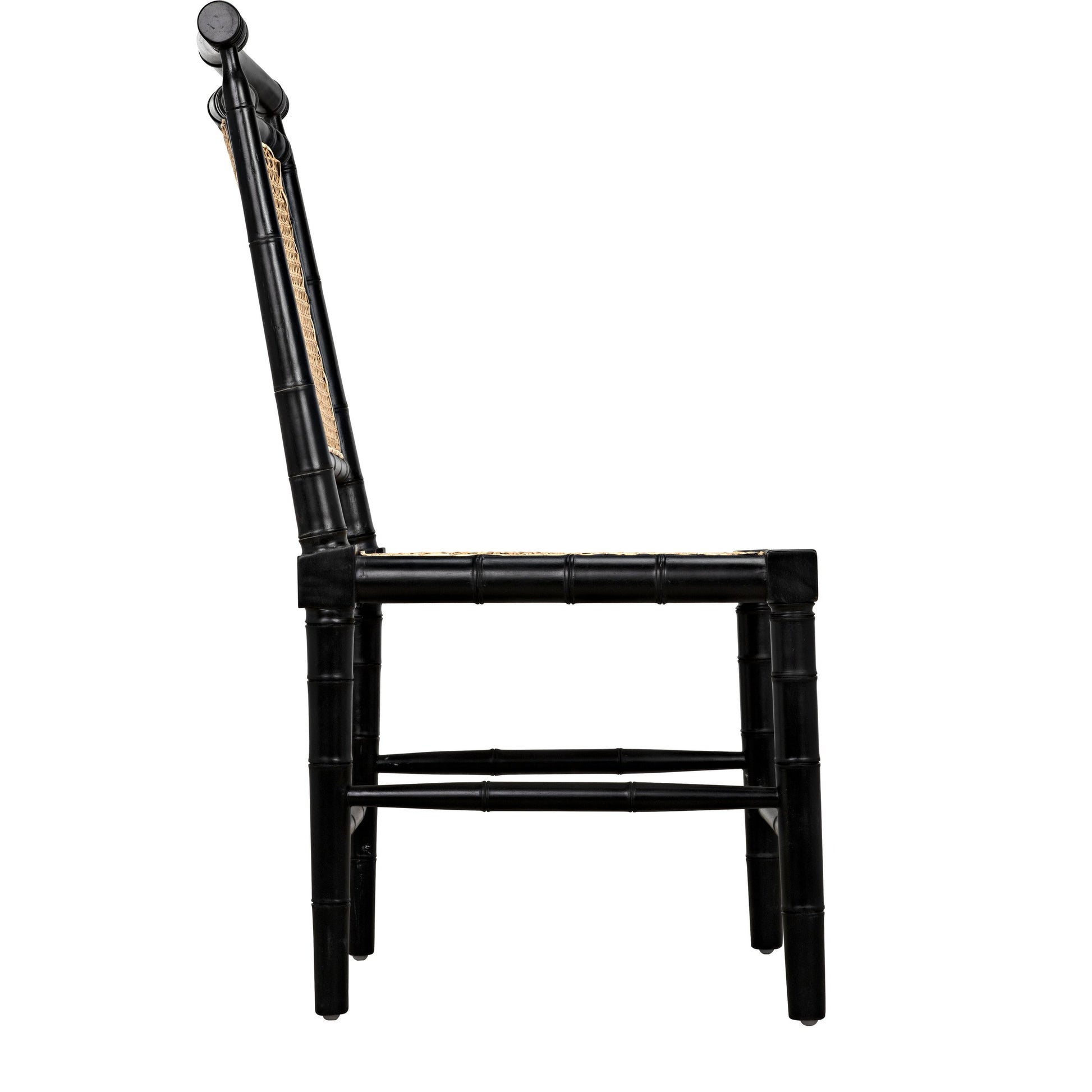 Colonial Bamboo Side Chair by Noir in hand rubbed black. Made from mahogany in a traditional style.