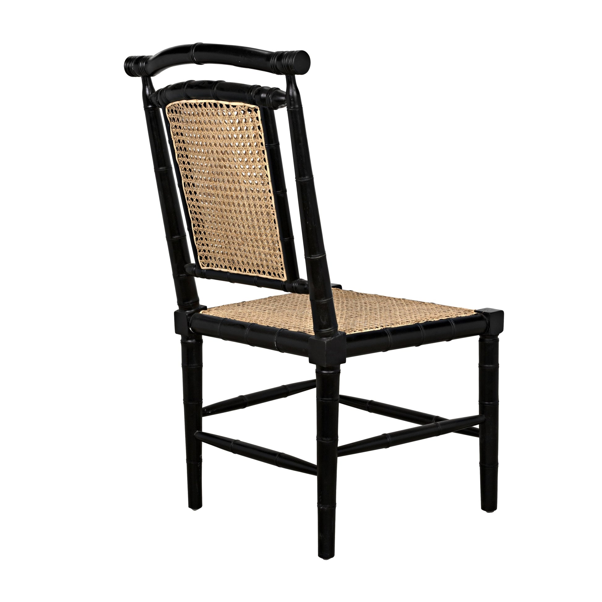 Colonial Bamboo Side Chair by Noir in hand rubbed black. Made from mahogany in a traditional style.