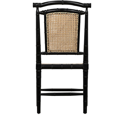 Colonial Bamboo Side Chair by Noir in hand rubbed black. Made from mahogany in a traditional style.