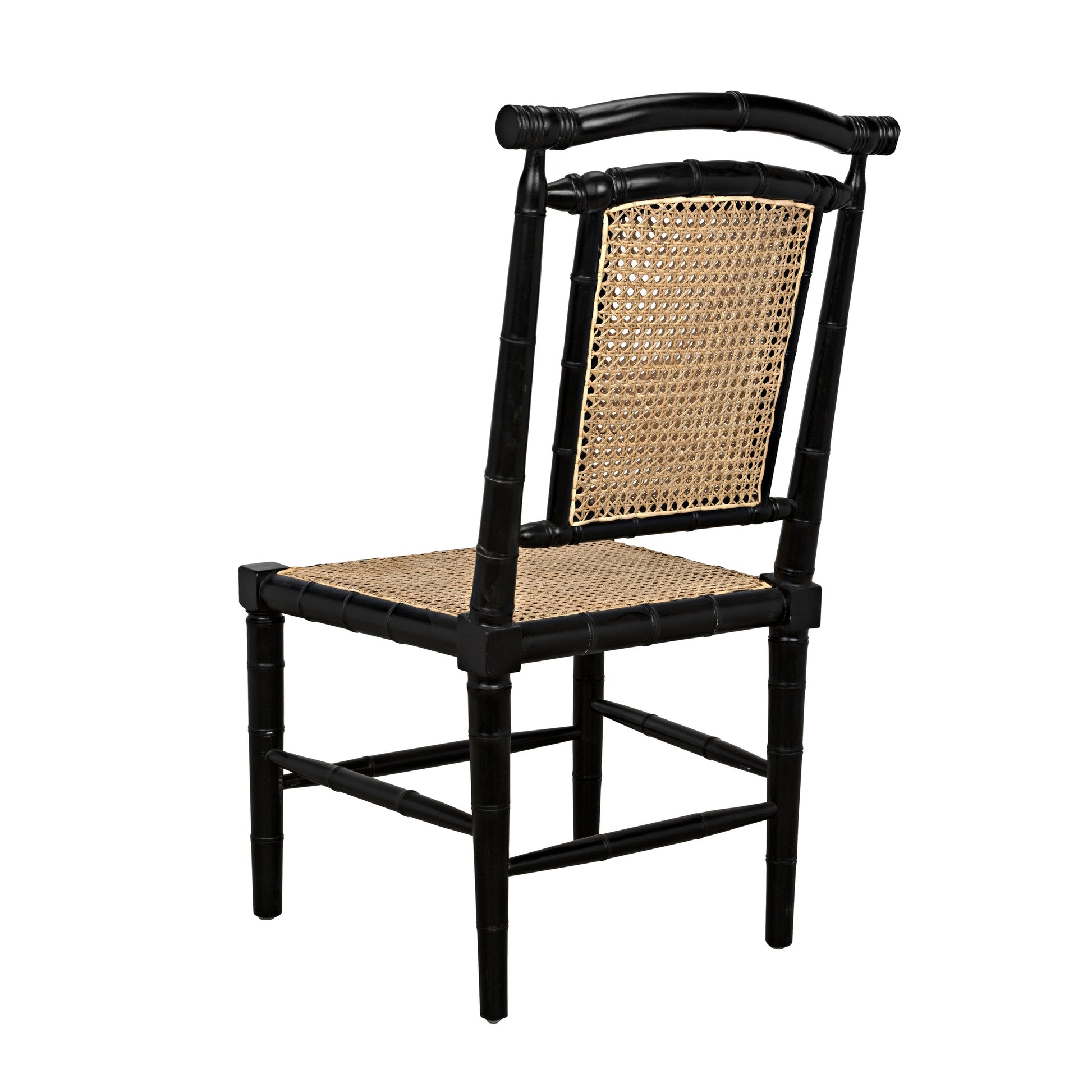 Colonial Bamboo Side Chair by Noir in hand rubbed black. Made from mahogany in a traditional style.