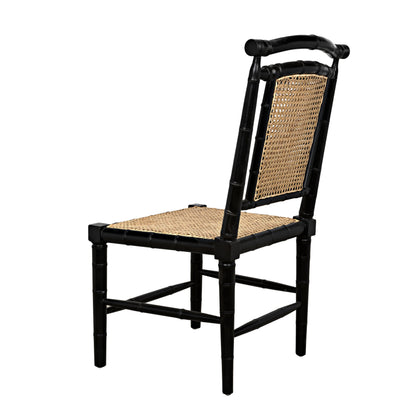 Colonial Bamboo Side Chair by Noir in hand rubbed black. Made from mahogany in a traditional style.