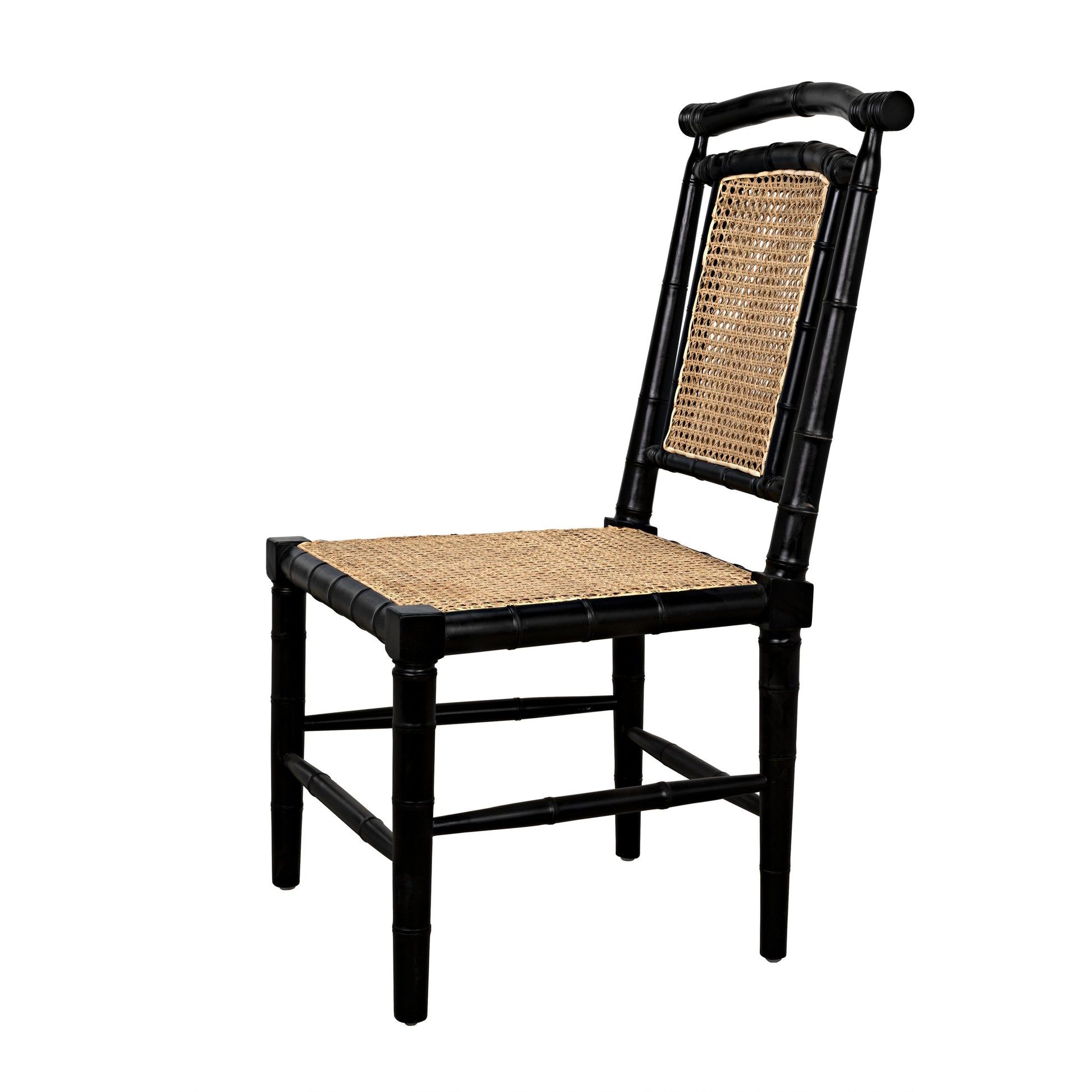 Colonial Bamboo Side Chair by Noir in hand rubbed black. Made from mahogany in a traditional style.
