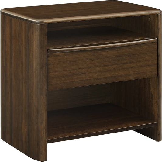 Catalina Nightstand by Greenington in black walnut. Made from 100% solid moso bamboo in a unique style.