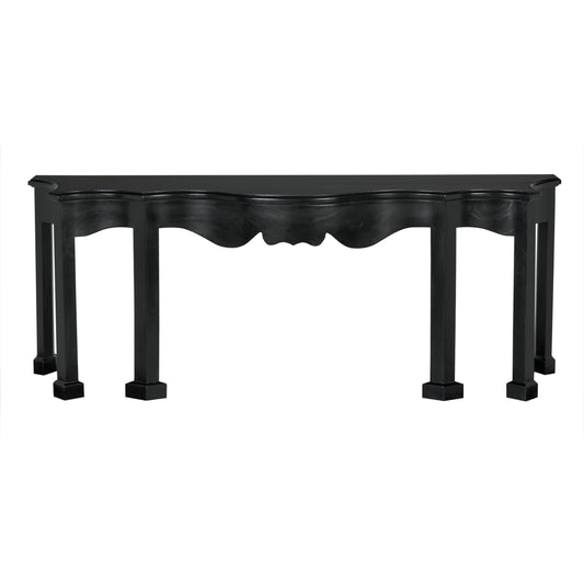Estate Console by Noir in hand rubbed black. Made from mahogany and veneer in a traditional style.