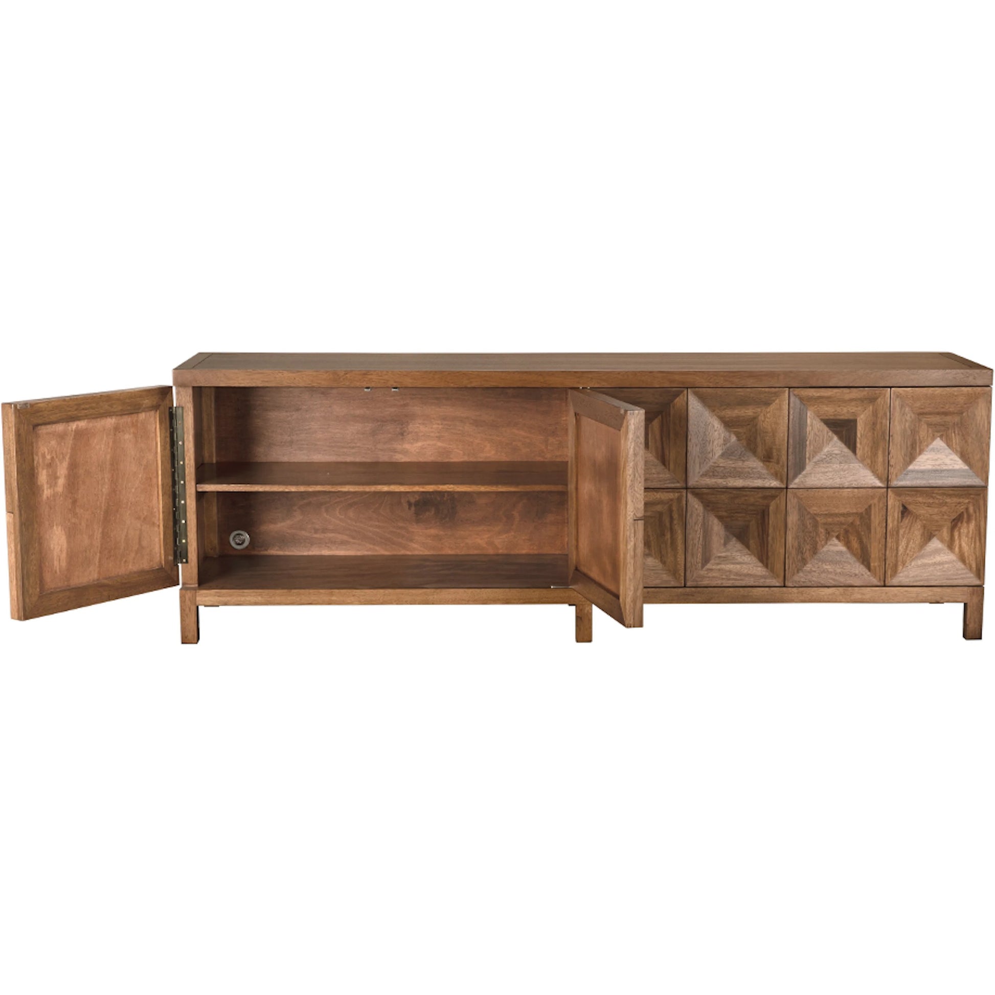 Quadrant 4 Door Sideboard by Noir in washed walnut. Made from walnut, veneer in a transitional style.