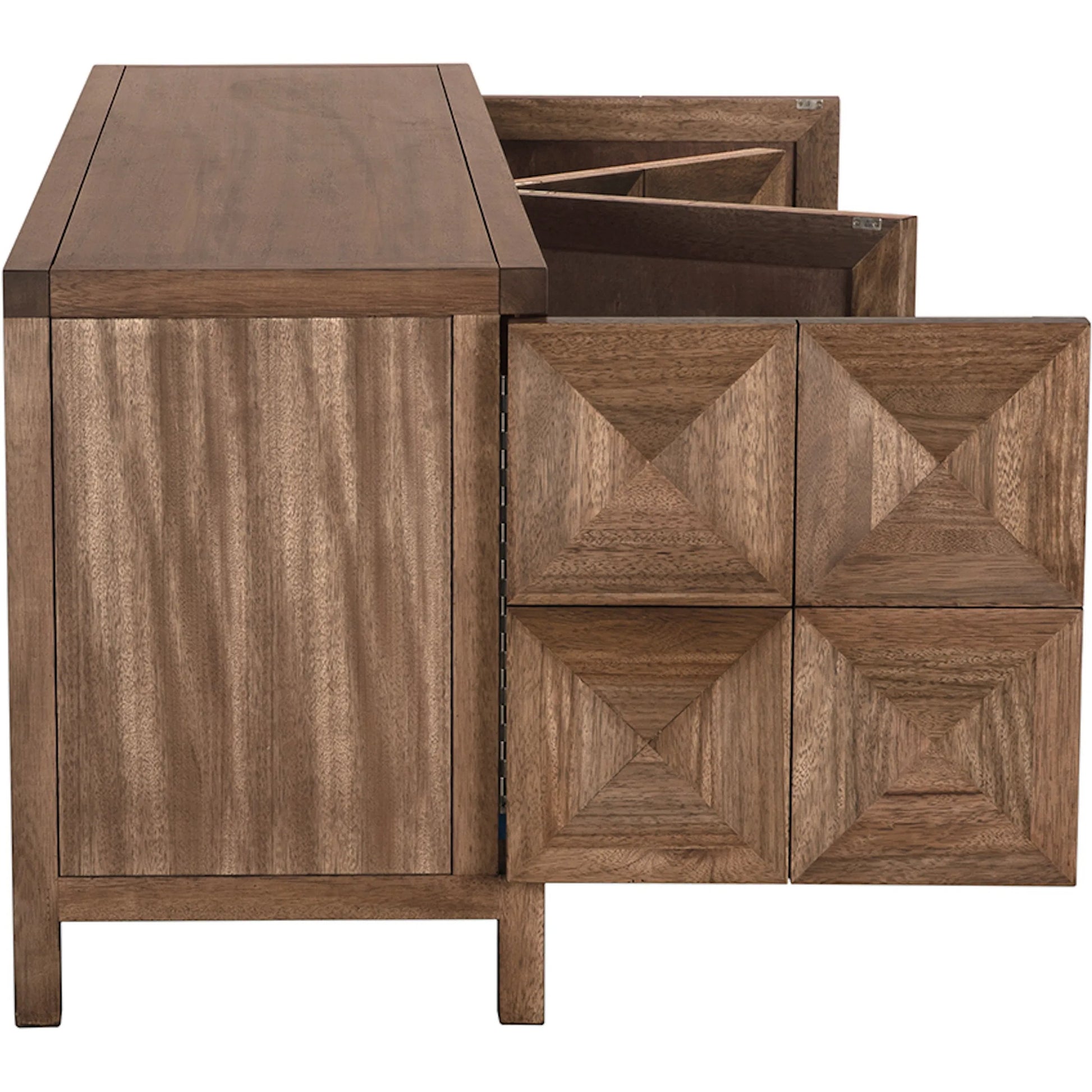 Quadrant 4 Door Sideboard by Noir in washed walnut. Made from walnut, veneer in a transitional style.