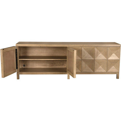 Quadrant 4 Door Sideboard by Noir in washed walnut. Made from walnut, veneer in a transitional style.