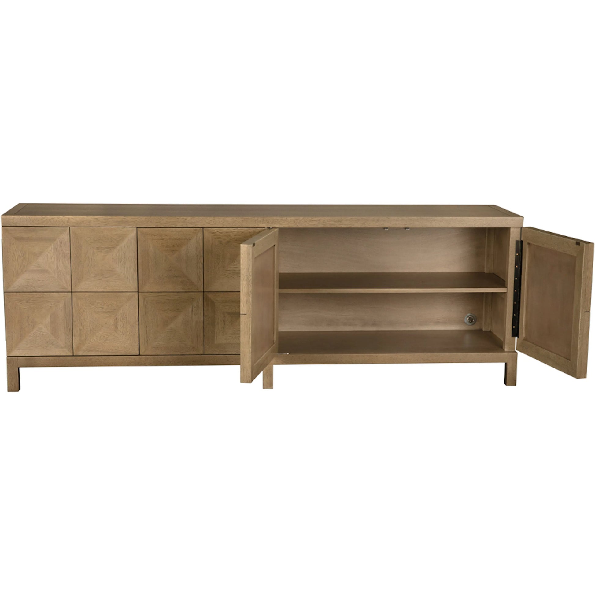 Quadrant 4 Door Sideboard by Noir in washed walnut. Made from walnut, veneer in a transitional style.